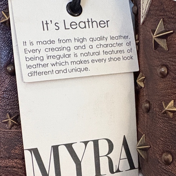 Myra Bag Brown Leather Heeled Boots with Silver Stars~ GORGEOUS! Brand new - Picture 4 of 12
